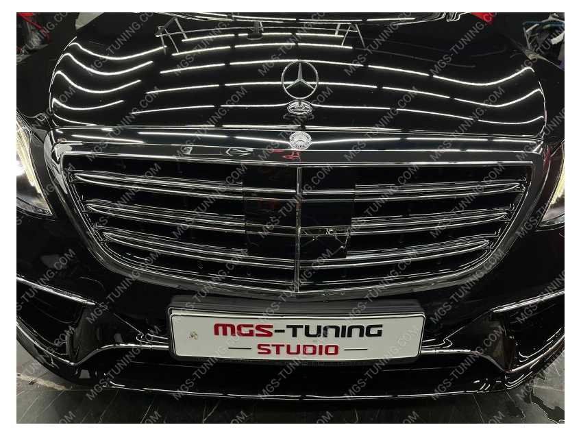 обвес на Mercedes Benz s class рестайлинг в 222 кузове Передний бампер полностью в сборе на Мерседес мерс s-класс 63 Amg Решетка радиатора S63/S65