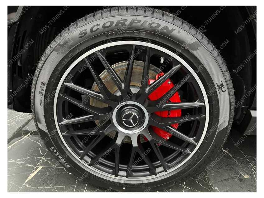 4 накладки на суппорта (2 передних, 2 задних) алюминиевые в стиле AMG красные для Mercedes GLS class X167 мерседес ГЛС класс 167 , инструкция по установке и необходимые инструменты