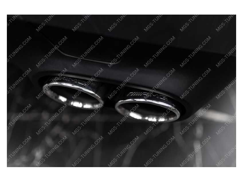 Диффузор юбка заднего бампера 53 AMG амг с парой хромированных хром насадок на выхлоп глушитель в стиле 53 AMG на Mercedes Benz CLS class C257 W257 Мерседес Бенз мерс w 257