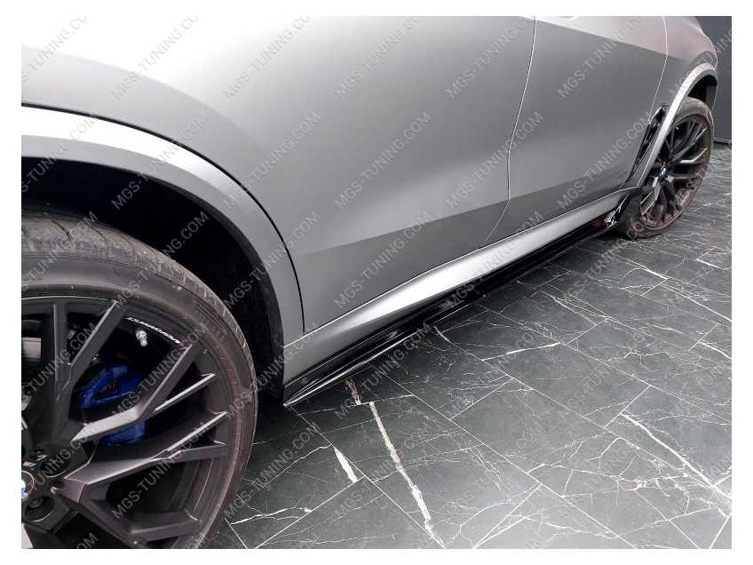 обвес комплект дооснащения обвес чёрный глянец для BMW X5M F95 с 2019 года губа лезвия накладки на пороги порогов сплиттеры бмв икс 5 м икс5м х5м ф95
