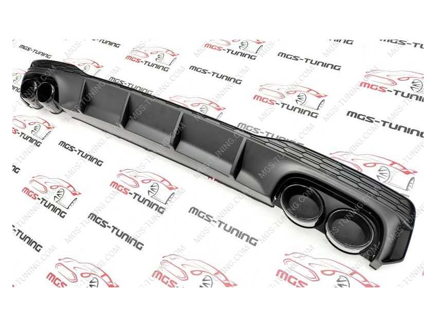Диффузор + стальные черные насадки на Audi A7 18-н.в. в стиле S7 для S-line версии
