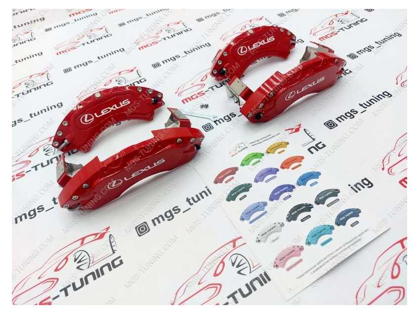 Накладки на суппорта Lexus красные алюминиевые