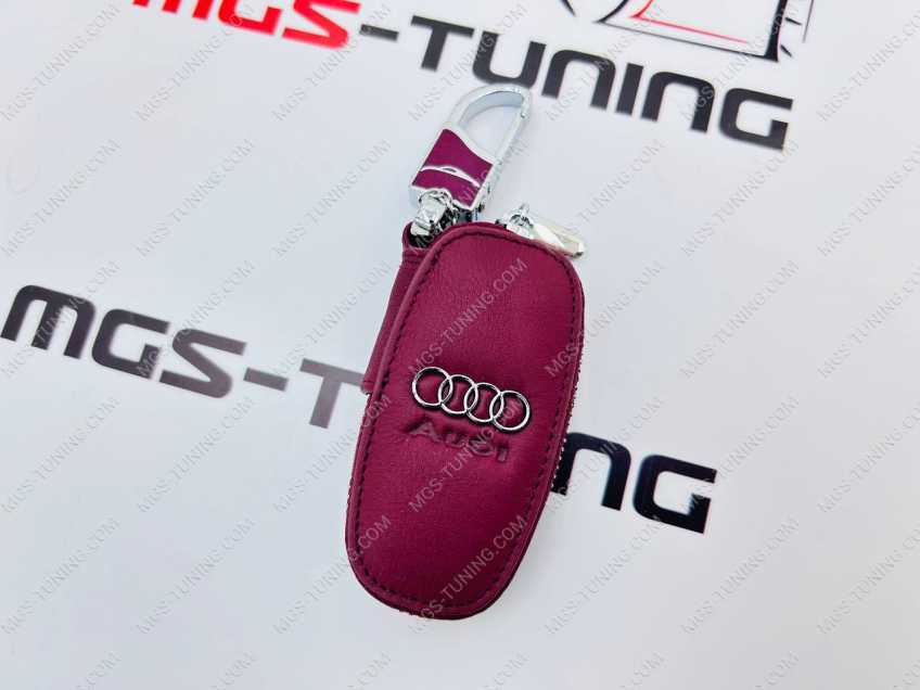 Чехол для ключа Audi бордовый на молнии стиль 1