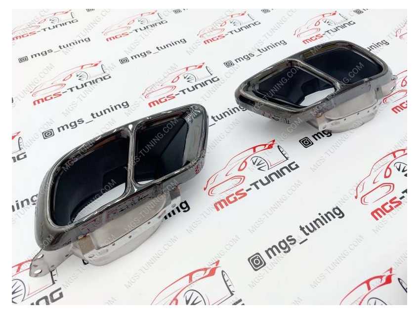 Черные двойные насадки глушителя для BMW X5/Х6/Х07 G05/G06/G07