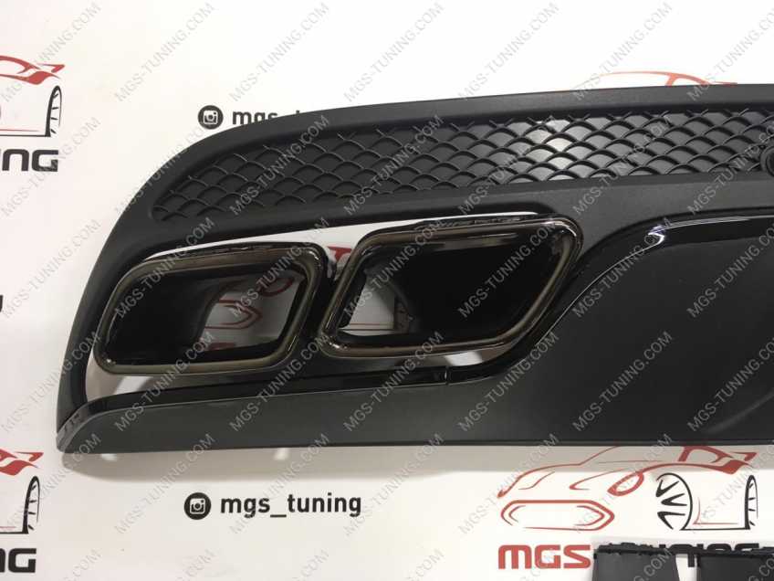 Диффузор Mercedes C-class w205 С63 AMG черный + черные насадки
