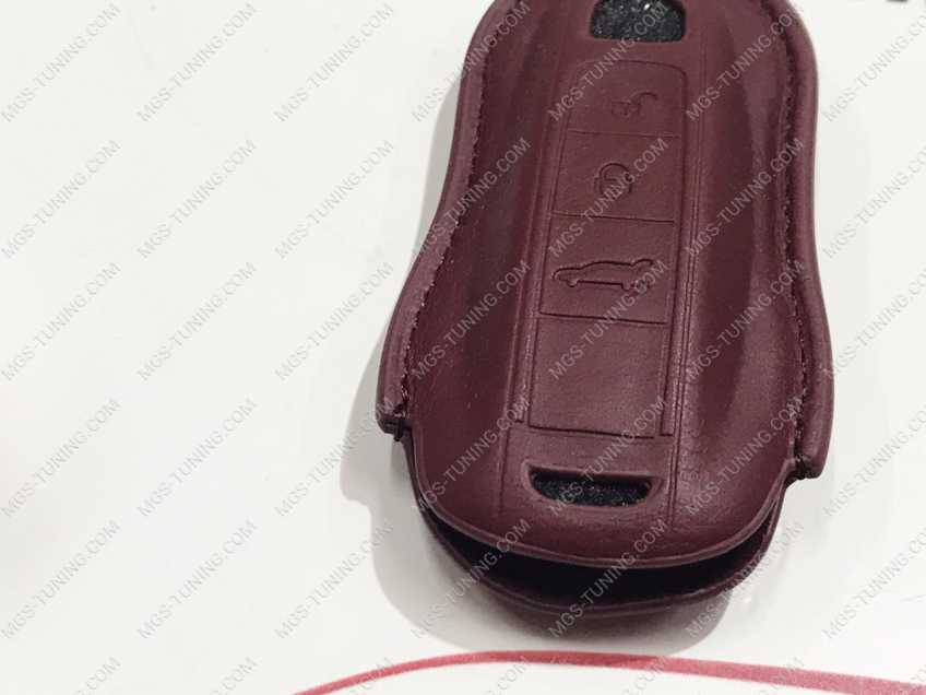 Чехол для ключа Porsche нового образца бордовый