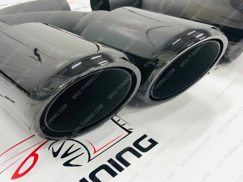 Насадки для Porsche Cayenne 10-14 двойные круглые черные 37 см.