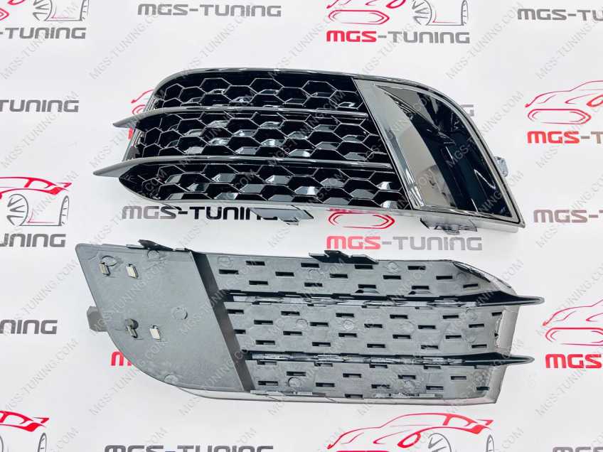 Вставки в передний бампер Audi A1 14-18 в стиле RS1 черные