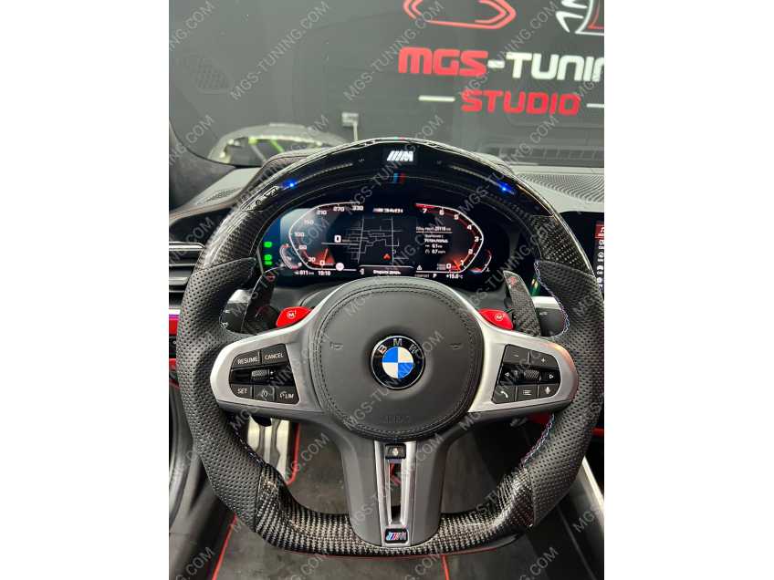 Руль карбон с дисплеем LED экраном карбон с подушкой безопаности в стиле M Performance BMW БМВ G20 G30 G22 G05 G06 G07 G01 G02