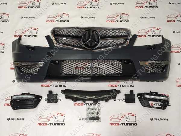 Бампер передний Mercedes С-class w204 С63 AMG + решетка