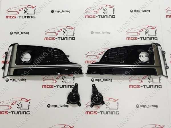 Вставки в передний бампер S-line Audi A5 16-20 в стиле S5 черные