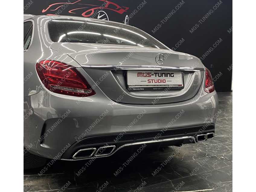 Диффузор 63 AMG хром+ насадки хром C63 AMG для Mercedes C-class W205