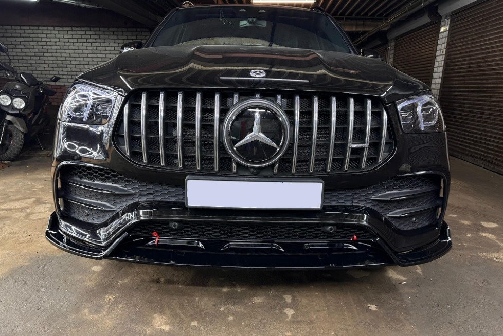 Губа переднего бампера для Mercedes GLE/GLE Coupe V167/C167 черный глянец