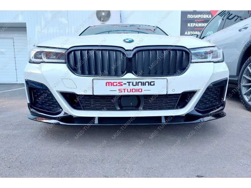 Передняя губа BMW 5 series g30 рест. M-Competition style (черный глянец)