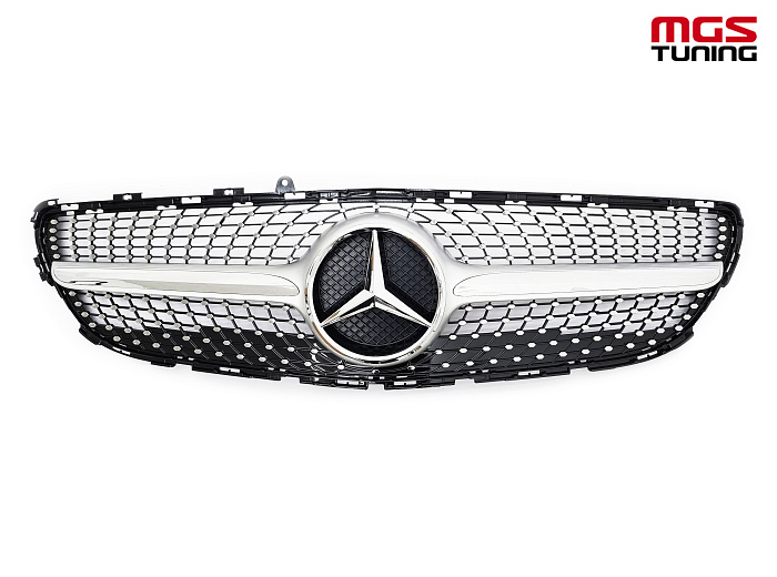 Решетка в стиле Diamond Silver для Mercedes CLS-class C218 рест. (2014-2018) / Решетка в стиле Даймонд Серебро для Мерседес ЦЛС-класс Ц218 рест. (2014-2018)