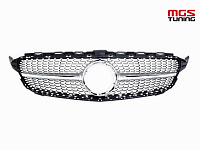 Решетка в стиле Diamond Silver (без камеры) для Mercedes C-class W205/C205 рест. (2018-2021) / Решетка в стиле Даймонд Серебро (без камеры) для Мерседес Ц-класс В205/Ц205 рест. (2018-2021)