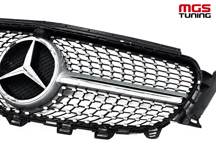 Решетка в стиле Diamond Silver (под камеру) для Mercedes E-class W213/C238 (2016-2020) / Решетка в стиле Даймонд Серебро (под камеру) для Мерседес Е-класс В213/Ц238 (2016-2020)