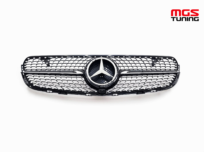 Решетка в стиле Diamond Black (под камеру) для Mercedes GLC/GLC-coupe X253/C253 (2015-2019) / Решетка в стиле Даймонд Черная (под камеру) для Мерседес ГЛЦ/ГЛЦ-купе Х253/Ц253 (2015-2019)