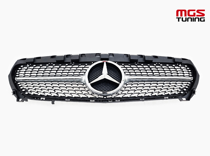 Решетка в стиле Diamond Silver для Mercedes CLA-class C117 (2013-2019) / Решетка в стиле Даймонд Серебро для Мерседес ЦЛА-класс Ц117 (2013-2019)