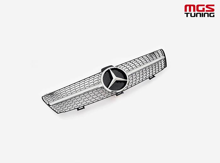 Решетка в стиле Diamond Silver для Mercedes CLS-class C219 рест. (2008-2010) / Решетка в стиле Даймонд Серебро для Мерседес ЦЛС-класс Ц219 рест. (2008-2010)