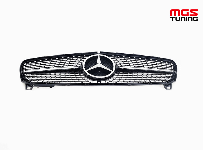Решетка в стиле Diamond Black для Mercedes A-class W176 рест. (2015-2018) / Решетка в стиле Даймонд Черная для Мерседес А-класс В176 рест. (2015-2018)