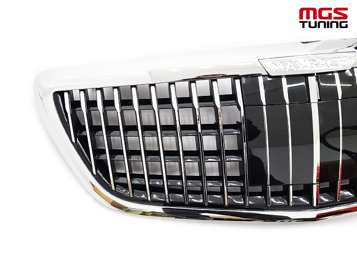 Решетка в стиле Maybach (с логотипом) для Mercedes S-class W222 (2013-2020) / Решетка в стиле Майбах (с логотипом) для Мерседес С-класс В222 (2013-2020)