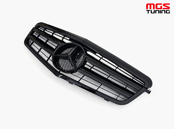 Решетка в стиле 2 полосы полностью черная для Mercedes E-class W212 (2009-2013) / Решетка в стиле 2 полосы полностью черная для Мерседес Е-класс В212 (2009-2013)