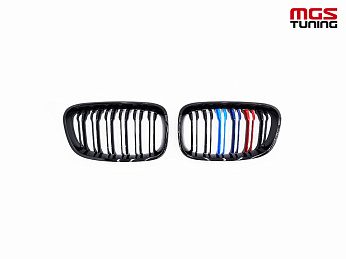 Решётка в стиле BMW M1 f20 11-15 с триколором / Решётка в стиле БМВ М1 Ф20 11-15 с триколором Решётка в стиле BMW M1 f20 11-15 с триколором / Решётка в стиле БМВ М1 Ф20 11-15 с триколором