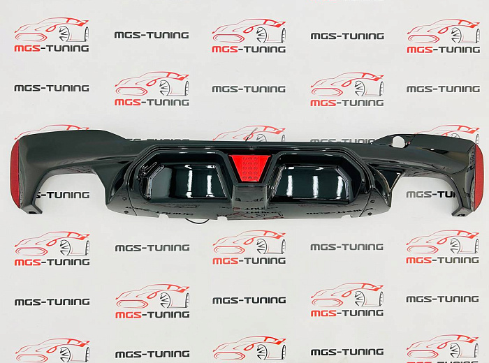 Задний диффузор BMW 5 series g30 M5 CS style c LED стоп сигналом (черный глянец) / Задний диффузор БМВ 5 серия Г30 М5 ЦС стиль С ЛЕД стоп сигналом (черный глянец)