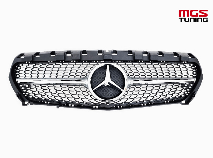 Решетка в стиле Diamond Silver для Mercedes CLA-class C117 (2013-2019) / Решетка в стиле Даймонд Серебро для Мерседес ЦЛА-класс Ц117 (2013-2019)