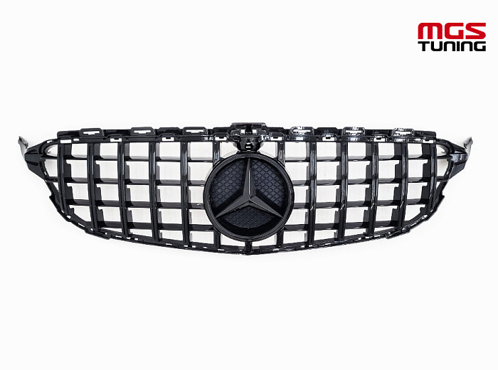 Решетка GT Style Black (под камеру) для Mercedes C-class W205/C205 (2014-2018) / Решетка ГТ Стайл Черная (под камеру) для Мерседес Ц-класс В205/Ц205 (2014-2018)