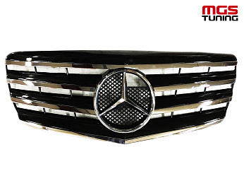 Решетка черная с хром полосами для Mercedes E-class W211 рест. (2006-2009) / Решетка черная с хром полосами для Мерседес Е-класс В211 рест. (2006-2009) Решетка черная с хром полосами для Mercedes E-class W211 рест. (2006-2009) / Решетка черная с хром полосами для Мерседес Е-класс В211 рест. (2006-2009)