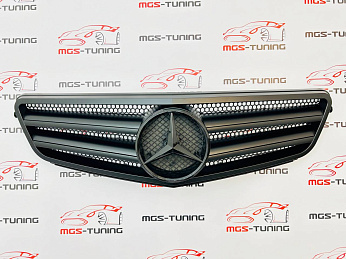 Решётка Mercedes C-class w204 2 полосы черный мат 1