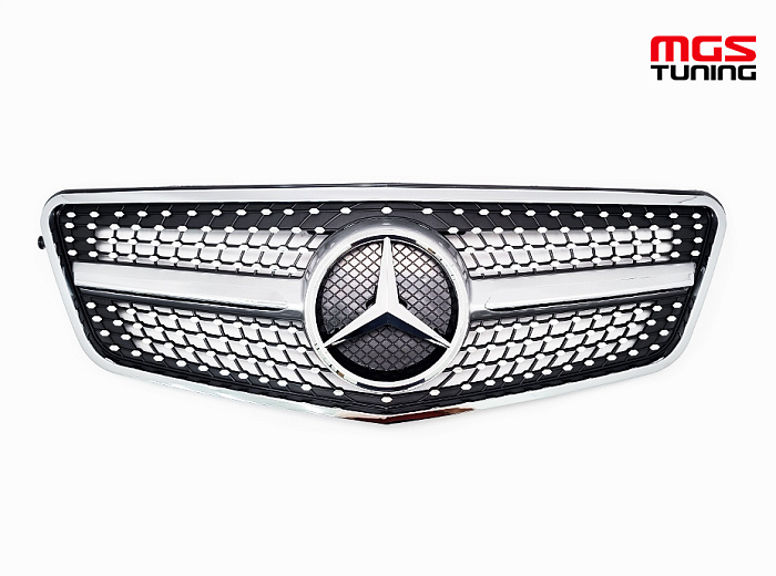Решетка в стиле Diamond Silver для Mercedes E-class W212 (2009-2013) / Решетка в стиле Даймонд Серебро для Мерседес Е-класс В212 (2009-2013)