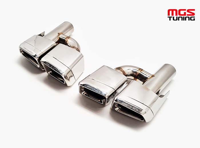 Насадки Mercedes Benz 63 ромбовидные с гравировкой AMG с боковым отводом / Насадки Мерседес Бенц 63 ромбовидные с гравировкой АМГ с боковым отводом