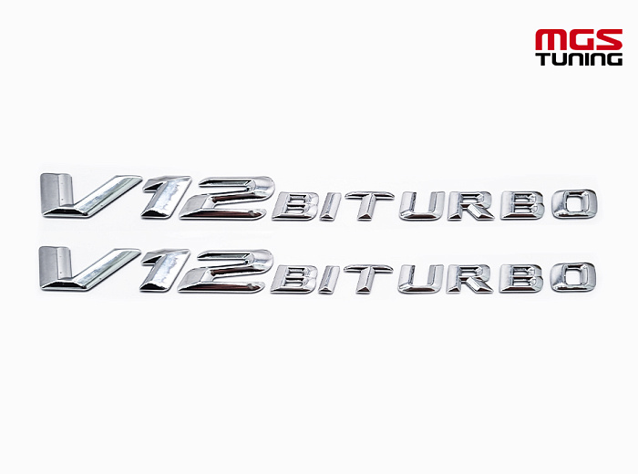Шильдики V12 biturbo хром / Шильдики В12 Битурбо хром