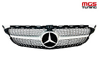 Решетка в стиле Diamond Silver (под камеру) для Mercedes C-class W205/C205 (2014-2018) / Решетка в стиле Даймонд Серебро (под камеру) для Мерседес Ц-класс В205/Ц205 (2014-2018)