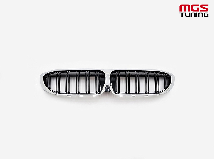 Решётка в стиле BMW M3 G20 черный глянец и хром обод / Решётка в стиле БМВ М3 Г20 черный глянец и хром обод