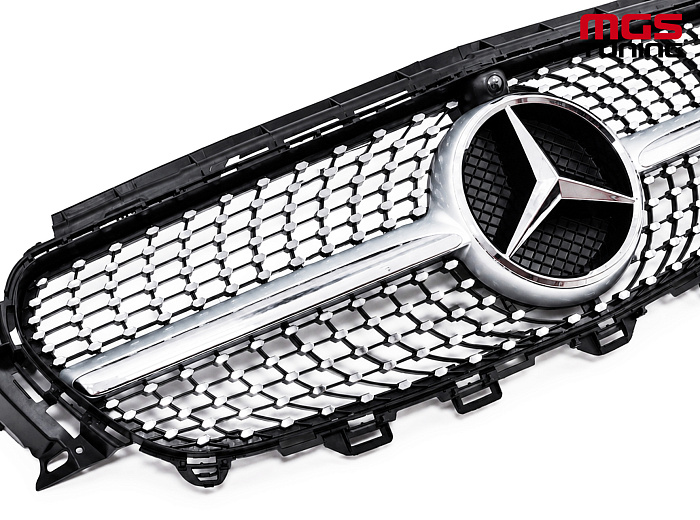 Решетка в стиле Diamond Silver (под камеру) для Mercedes E-class W213/C238 (2016-2020) / Решетка в стиле Даймонд Серебро (под камеру) для Мерседес Е-класс В213/Ц238 (2016-2020)