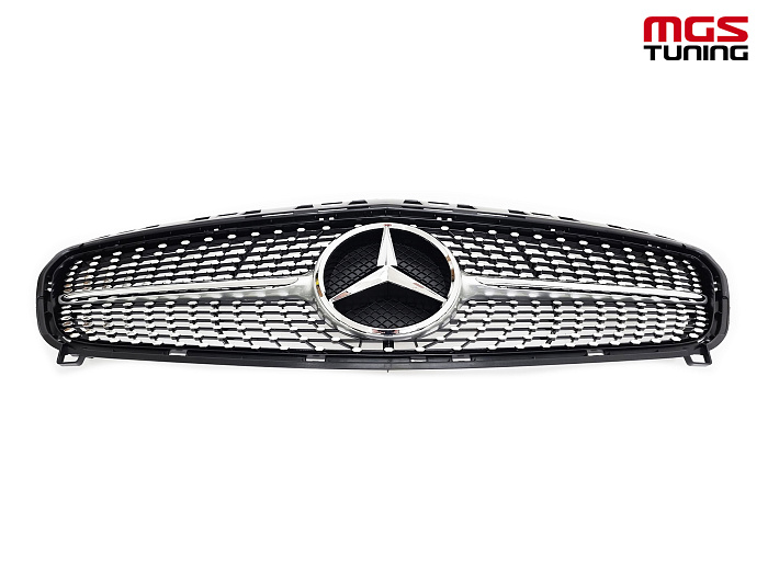 Решетка в стиле Diamond Silver для Mercedes A-class W176 (2012-2015) / Решетка в стиле Даймонд Серебро для Мерседес А-класс В176 (2012-2015)