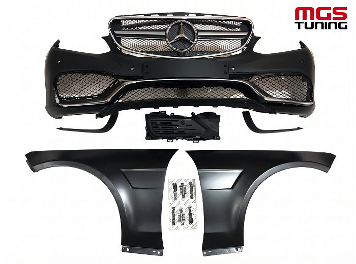 Бампер передний Mercedes E-class w212 13-16 E63 AMG + широкие крылья / Бампер передний Мерседес Е-класс В212 13-16 Е63 АМГ + широкие крылья