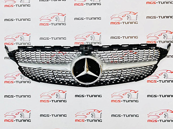 Решётка Mercedes C-class w205 Diamond Silver (под камеру) / Решётка Мерседес Ц-класс В205 Даймонд серебро (под камеру)