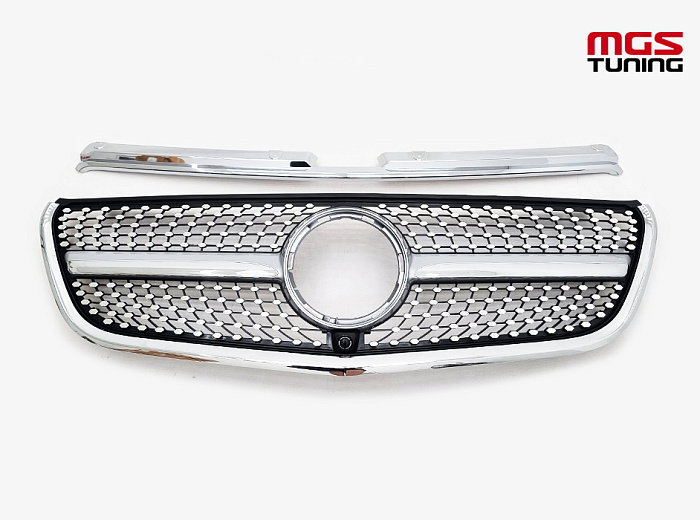 Решетка в стиле Diamond Silver для Mercedes Vito-class W447 (2014-2018) / Решетка в стиле Даймонд Серебро для Мерседес Вито-класс В447 (2014-2018)