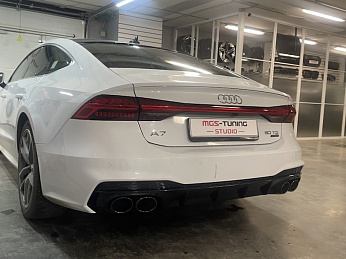 Диффузор + стальные черные насадки на Audi A7 18-н.в. в стиле S7 для S-line версии Диффузор + стальные черные насадки на Audi A7 18-н.в. в стиле S7 для S-line версии