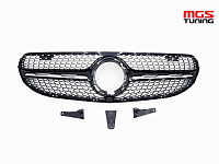 Решетка в стиле Diamond Black для Mercedes GLC/GLC-coupe X253/C253 рест. не AMG пакет (2019-2024) / Решетка в стиле Даймонд Черная для Мерседес ГЛЦ/ГЛЦ-купе Х253/Ц253 рест. не АМГ пакет (2019-2024)