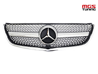 Решетка в стиле Diamond Silver (под камеру) для Mercedes V-class W447 (2014-2019) / Решетка в стиле Даймонд Серебро (под камеру) для Мерседес В-класс В447 (2014-2019)