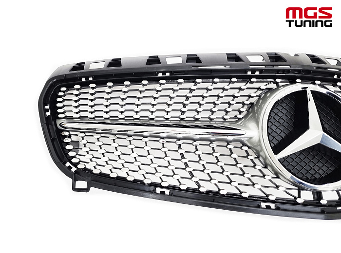Решетка в стиле Diamond Silver для Mercedes A-class W176 (2012-2015) / Решетка в стиле Даймонд Серебро для Мерседес А-класс В176 (2012-2015)