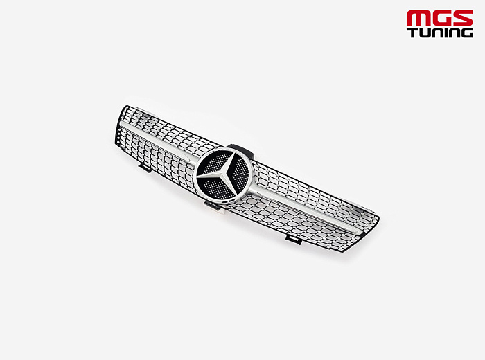 Решетка в стиле Diamond Silver для Mercedes CLS-class C219 рест. (2008-2010) / Решетка в стиле Даймонд Серебро для Мерседес ЦЛС-класс Ц219 рест. (2008-2010)