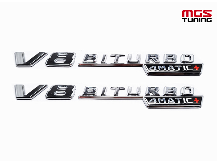 Шильдики V8 biturbo 4Matic+ хром / Шильдики В8 Битурбо 4Матик+ хром