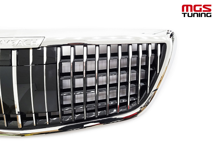 Решетка в стиле Maybach (с логотипом) для Mercedes S-class W222 (2013-2020) / Решетка в стиле Майбах (с логотипом) для Мерседес С-класс В222 (2013-2020)